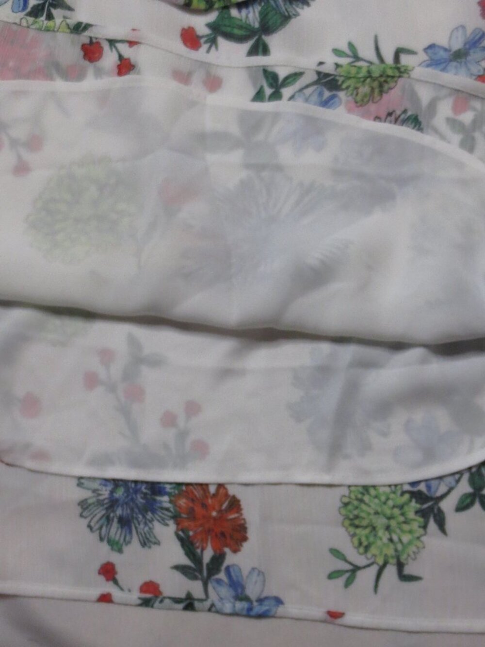 LOFT womens BLOUSE floral SHEER cami WHITE top RUFFLE boho SIZE XL - Picture 6 of 10